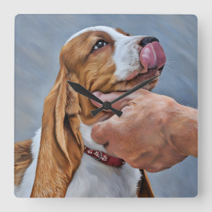 Relógio Quadrado Meu melhor amigo Basset Hound