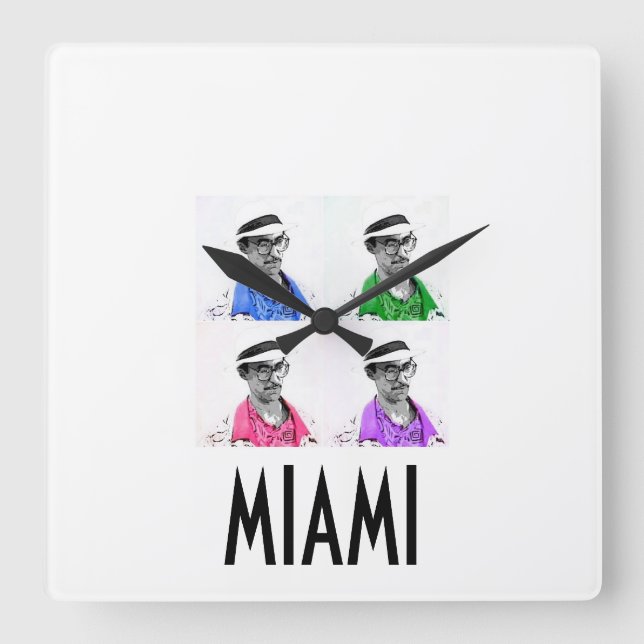Relógio Quadrado ~Miami Izzy~ MIAMI VICE IZZY POP ART WALLCLOCK! (Frente)