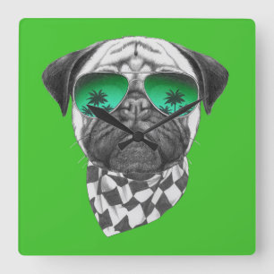 Relógio Quadrado Miami Pug