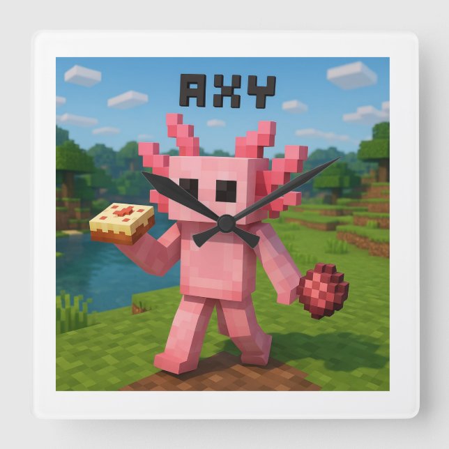 Relógio Quadrado minecraft axy (Frente)
