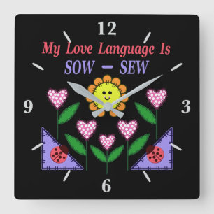 Relógio Quadrado Minha Linguagem De Amor É Sow - Sew
