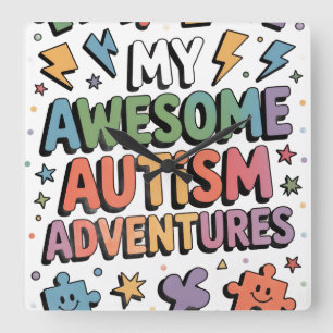 Relógio Quadrado Minhas Vantagens Incríveis de Autismo