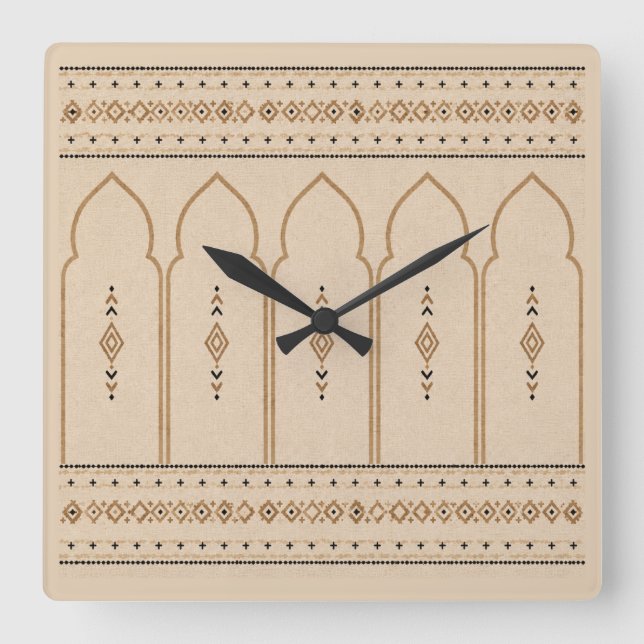 Relógio Quadrado Minimalist Moroccan Arch Wall Clock (Frente)