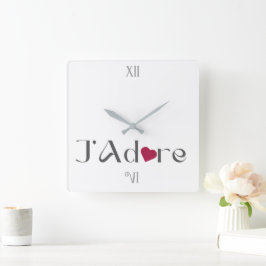Relógio Quadrado Minimalista J'Adore, Decoração Romântica Francesa 