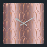 Relógio Quadrado Mínimo de Geometria Dourada de Cobre Art Deco<br><div class="desc">Design de Florença italiana - moda,  luxuosa,  florenceK</div>
