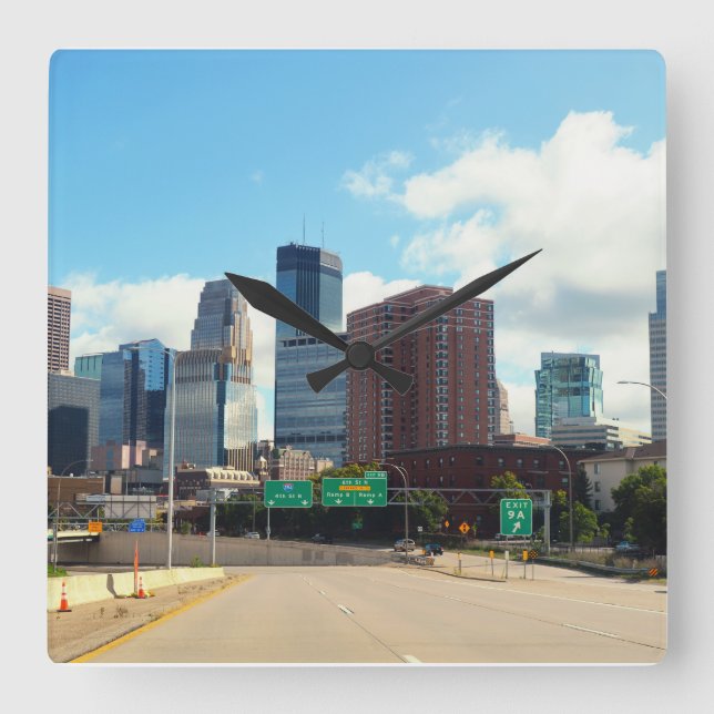Relógio Quadrado Minneapolis Minnesota (Frente)