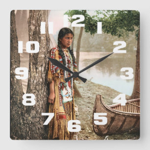 Relógio Quadrado Minnehaha 1897 Vintage Nativo Americano Hiawatha
