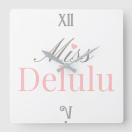 Relógio Quadrado Miss Delulu – Decoração de Casa Rosa e Cinza
