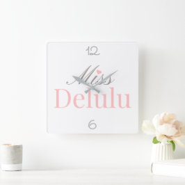 Relógio Quadrado Miss Delulu – Decoração de Casa Rosa e Cinza