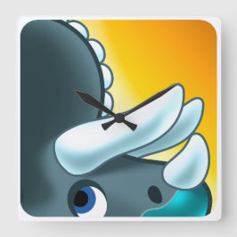 Relógio Quadrado MISTÉRIO HORNED DINOSAUR de Jeff Willis Art