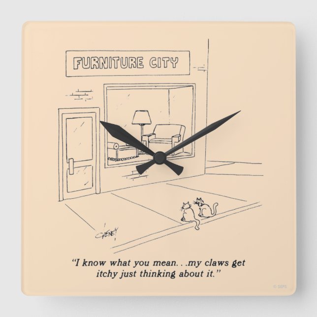 Relógio Quadrado Mobiliário De Cats (Frente)