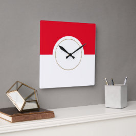 Relógio Quadrado Mod Ousado Esportivo Vermelho Branco Bloco de Cor 