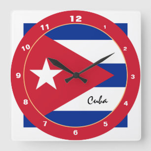 Relógio Quadrado Moda de tendências de Bandeira Cubana e Cuba / de