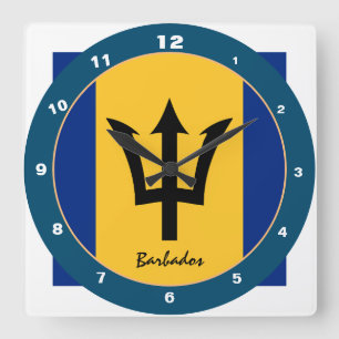 Relógio Quadrado Moda de tendências de Barbados Flag & Barbados /d
