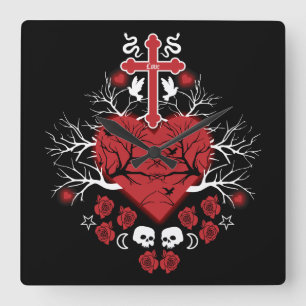 Relógio Quadrado Moda do tronco Posto do gótico