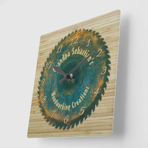 Relógio Quadrado Modelo da lâmina de serra russa do Handyman Woodwo