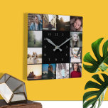 Relógio Quadrado MODELO de Colagem de Fotos 12 Personalizada<br><div class="desc">12 Modelo de Foto e Texto ...  simplesmente adicione suas próprias fotografias a este relógio da parede do excelente ...  fácil de personalizar ...  relógio personalizável de modelo de foto de Ricaso - ideias-presentes perfeitas</div>