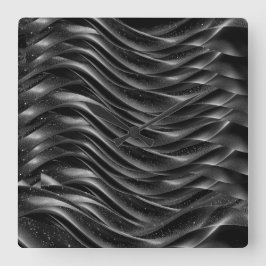 Relógio Quadrado Modern Abstract Black Waves Wall Clock –