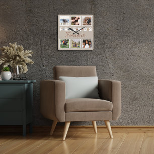 Relógio Quadrado Modern Beige Friends Forever - Estilo de carimbo p