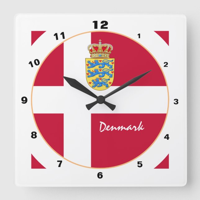 Relógio Quadrado Modern Denmark, Danish Flag Trendy Home / design (Frente)