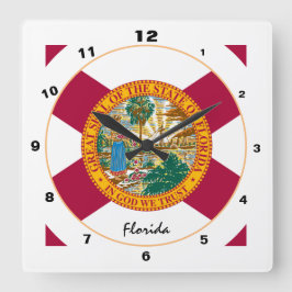 Relógio Quadrado Modern Florida Home, Florida Flag design / EUA