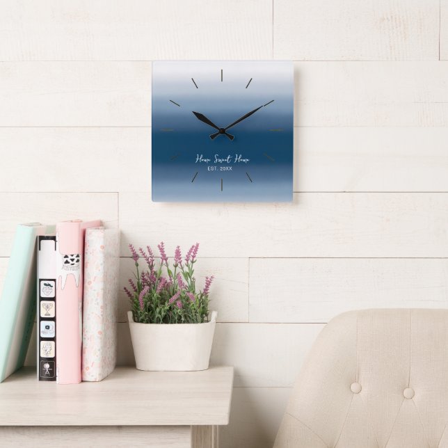 Relógio Quadrado Modern Gradient Wall Clock - Home Sweet Home  (Sala de leitura)
