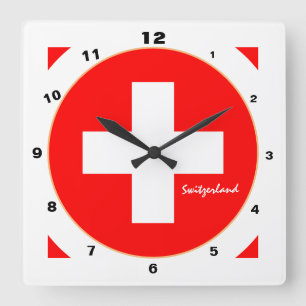 Relógio Quadrado Moderna Suíça Bandeira e Suiça / design