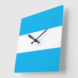 Relógio Quadrado Moderno Chic Azul Céu Brilhante Listras Náuticas B