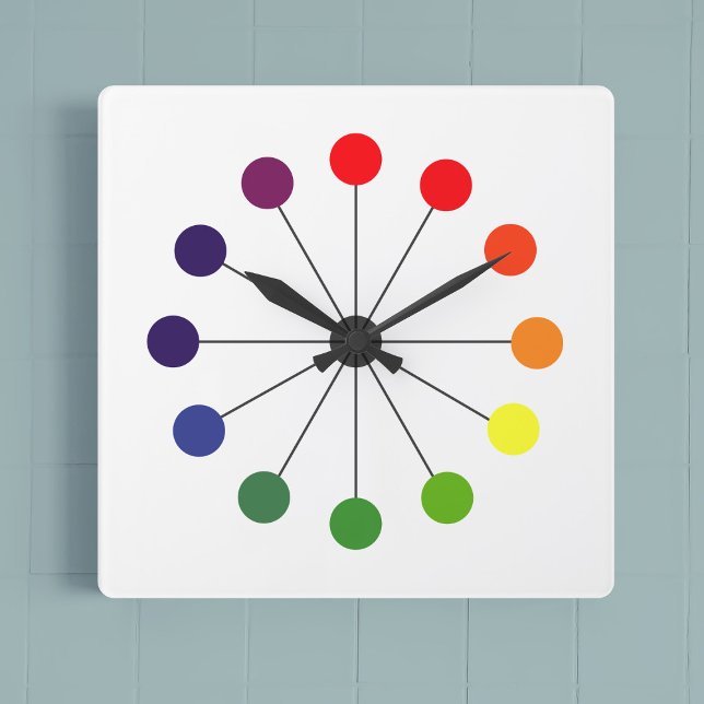 Relógio Quadrado Moderno com Meio século Retroativ (Fun and colorful mid century inspired clock)