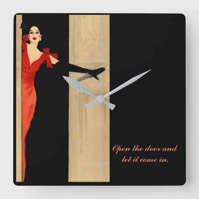 Relógio quadrado moderno com provérbio (Frente)