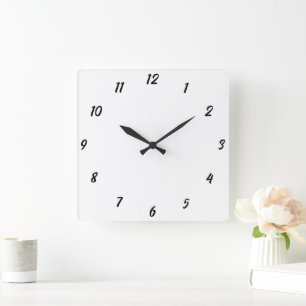 Relógio Quadrado Moderno Preto Branco Elegante Cor Personalizada Pr