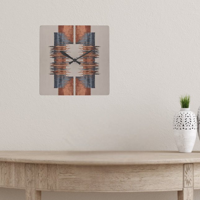 Relógio Quadrado Moderno Taupe Denim e Feira (Criador carregado)