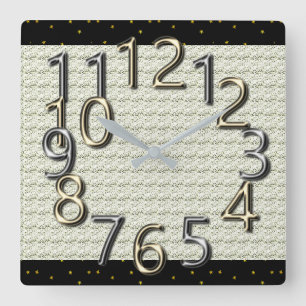 Relógio Quadrado Modificação-Prata & Ouro-Pulsos de disparo do