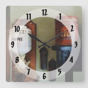 Relógio Quadrado Moedor de lata de café e de café