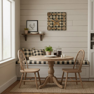 Relógio Quadrado Moldura de madeira e estrela