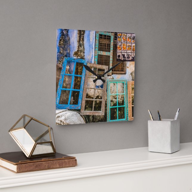 Relógio Quadrado Molduras coloridas para janelas (Escritório)