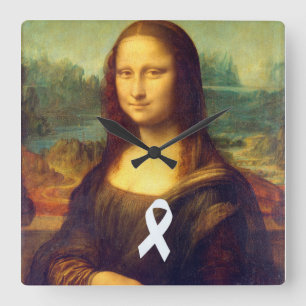 Relógio Quadrado Mona Lisa Com Fita Branca