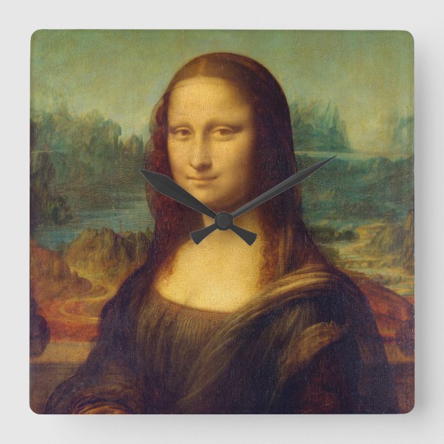 Relógio Quadrado Mona Lisa - Leonardo da Vinci (Frente)