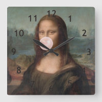 Mona Lisa soprando pastilha elástica rosa