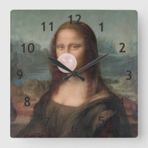Mona Lisa soprando pastilha elástica rosa