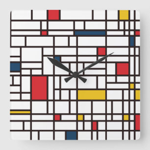 Relógio Quadrado Mondrian De Stijl