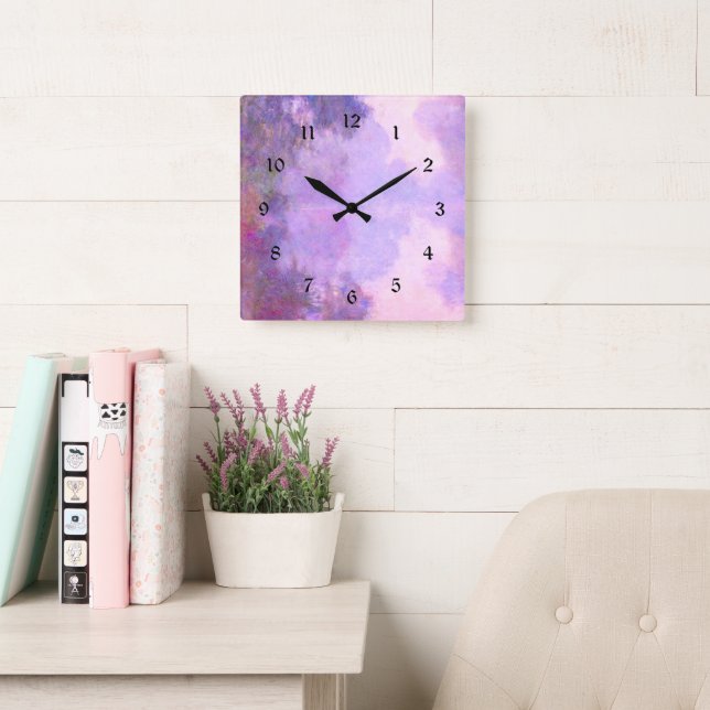 Relógio Quadrado Monet - Misty Morning no Sena (Sala de leitura)