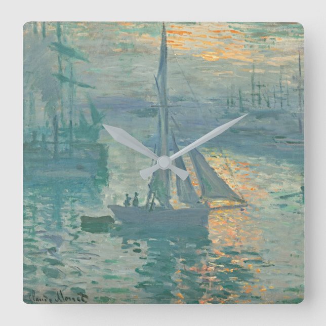 Relógio Quadrado Monet Sunrise Sailing Clock (Frente)