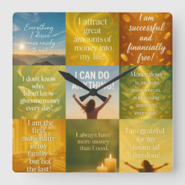 Relógio Quadrado Money affirmation