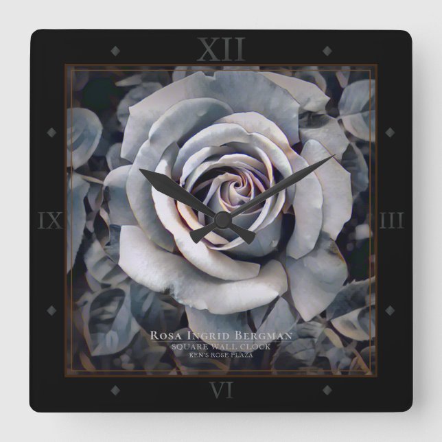 Relógio Quadrado Monochrome Rose [Acrylic Wall Clock] (Frente)