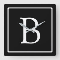 Monograma clássico simples | Preto com texto branc