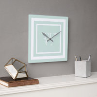 Monograma com Moldura Branco Verde Seafoam