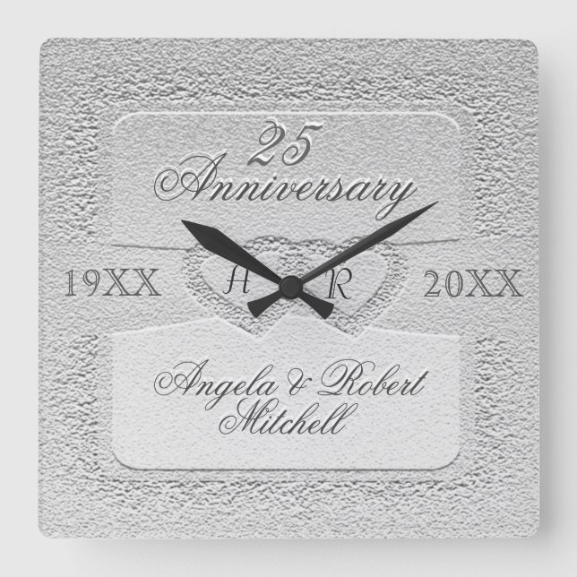 Relógio Quadrado Monograma de 25 (Frente)