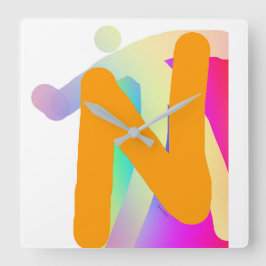 RELÓGIO QUADRADO MONOGRAMA DE LIBERDADE INICIAL N