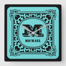 Monograma do alfabeto decorativo verde da vindima